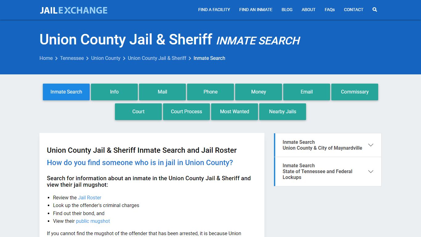Inmate Search: Roster & Mugshots - Union County Jail & Sheriff, TN